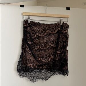 Free People Black Lace Mini Skirt